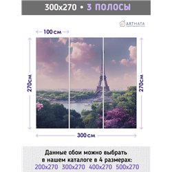 Фотообои для спальни Париж эйфелева башня 300х270 см интерьерные