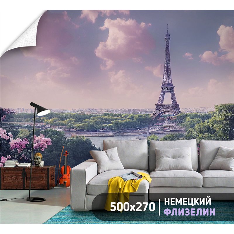 Фотообои для спальни Париж эйфелева башня 500х270 см интерьерные