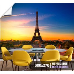 Фотообои Париж эйфелева башня 300х270 см для оформления стен в гостиной