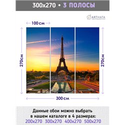 Фотообои Париж эйфелева башня 300х270 см для оформления стен в гостиной
