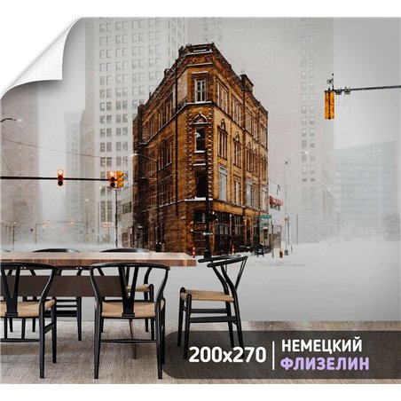 Фотообои Зимняя улочка 200х270 см для декорирования стен в зале