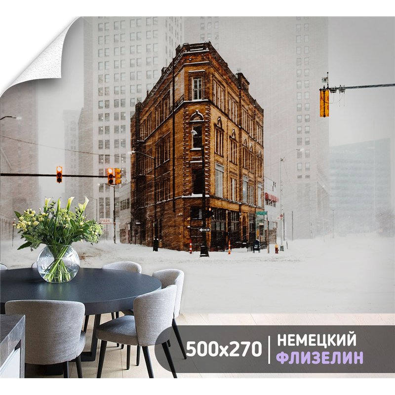 Фотообои Зимняя улочка 500х270 см для коридора