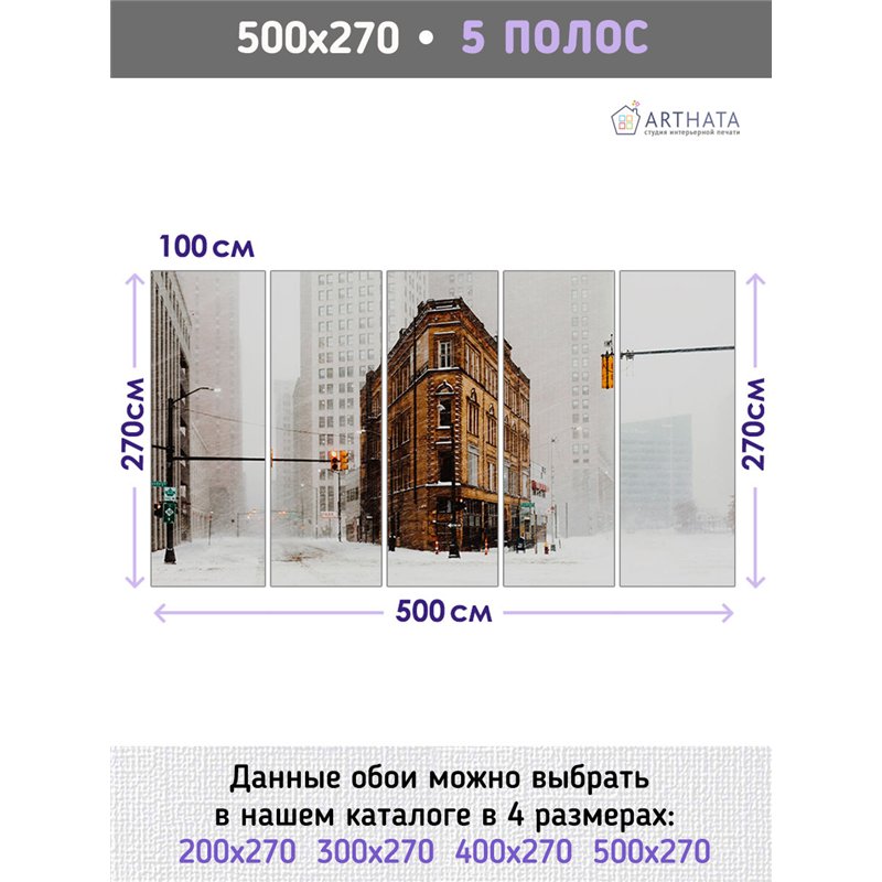Фотообои Зимняя улочка 500х270 см для коридора