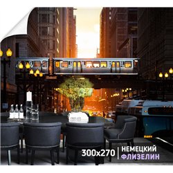 Фотообои 3d в спальню улочка и машина 300х270 см интерьерные