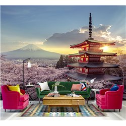 Фотообои Япония Фудзияма сакура 300х270 см для оформления стен в гостиной