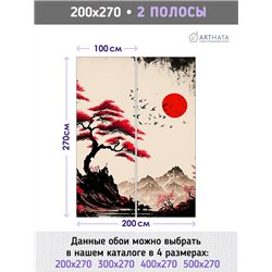 Фотообои Япония иллюстрация 200х270 см для декорирования стен в зале