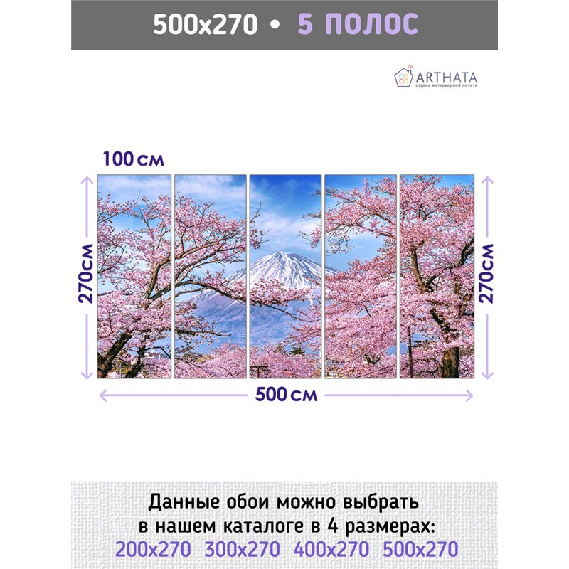 Фотообои Япония Фудзияма 500х270 см для коридора