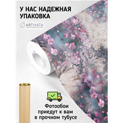 Фотообои Япония сакура надписи горы 500х270 см для коридора