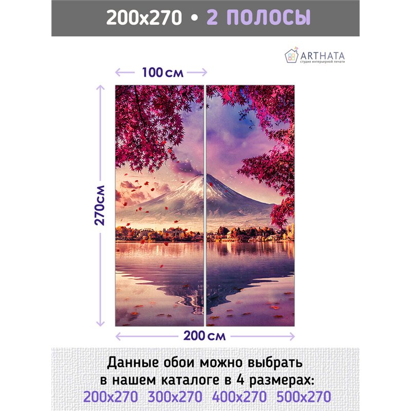 Фотообои Япония гора Фудзияма 200х270 см для декорирования стен в зале