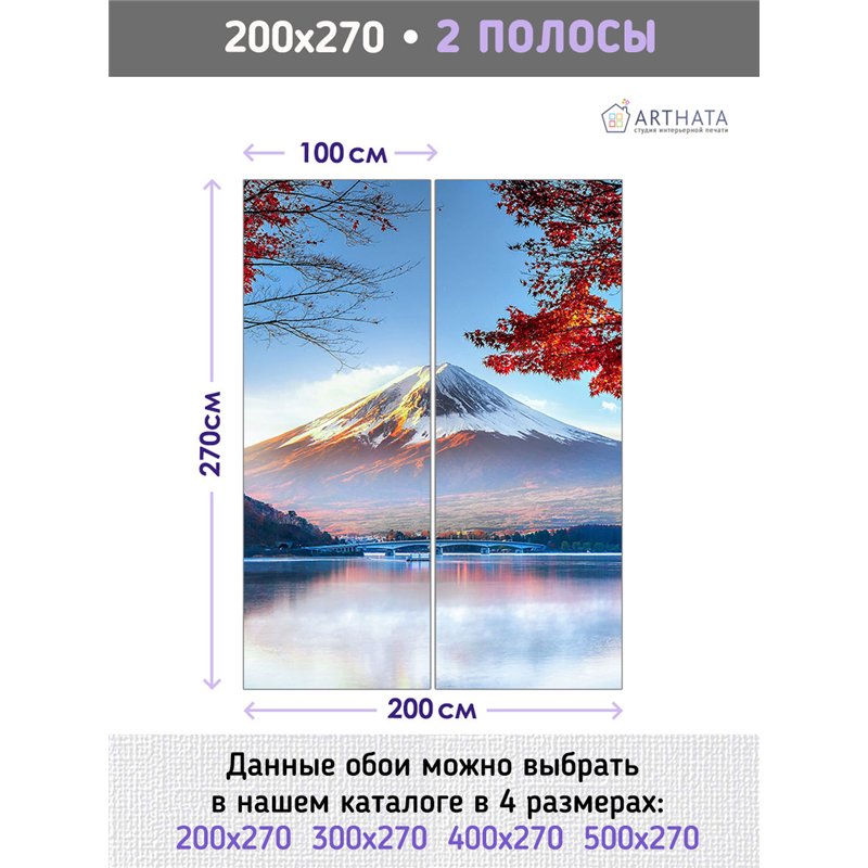 Фотообои Япония гора Фудзияма 200х270 см для декорирования стен в зале