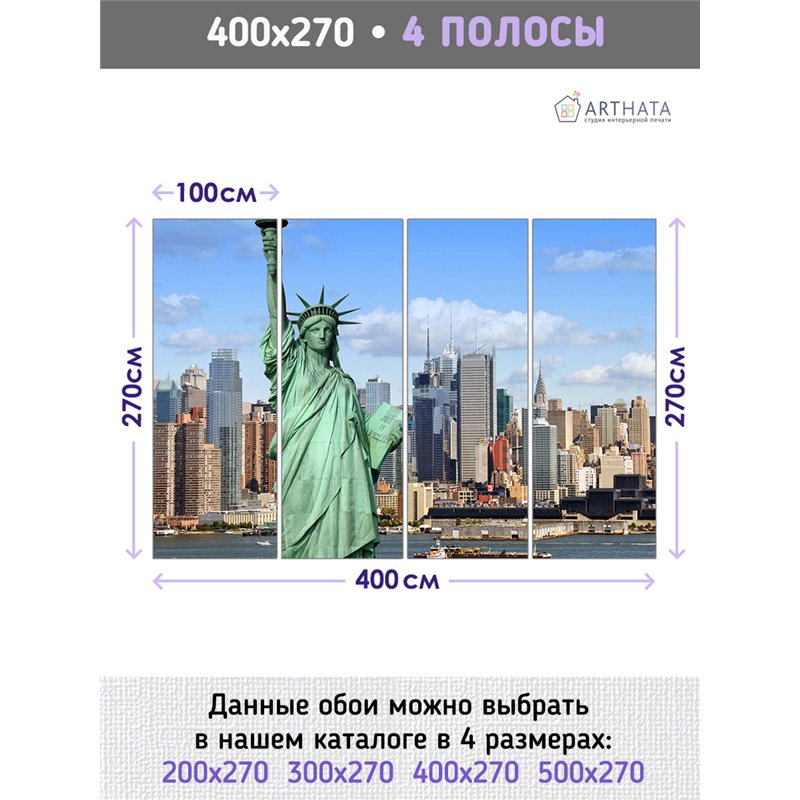 Фотообои Нью йорк панорама 400х270 см для спальни