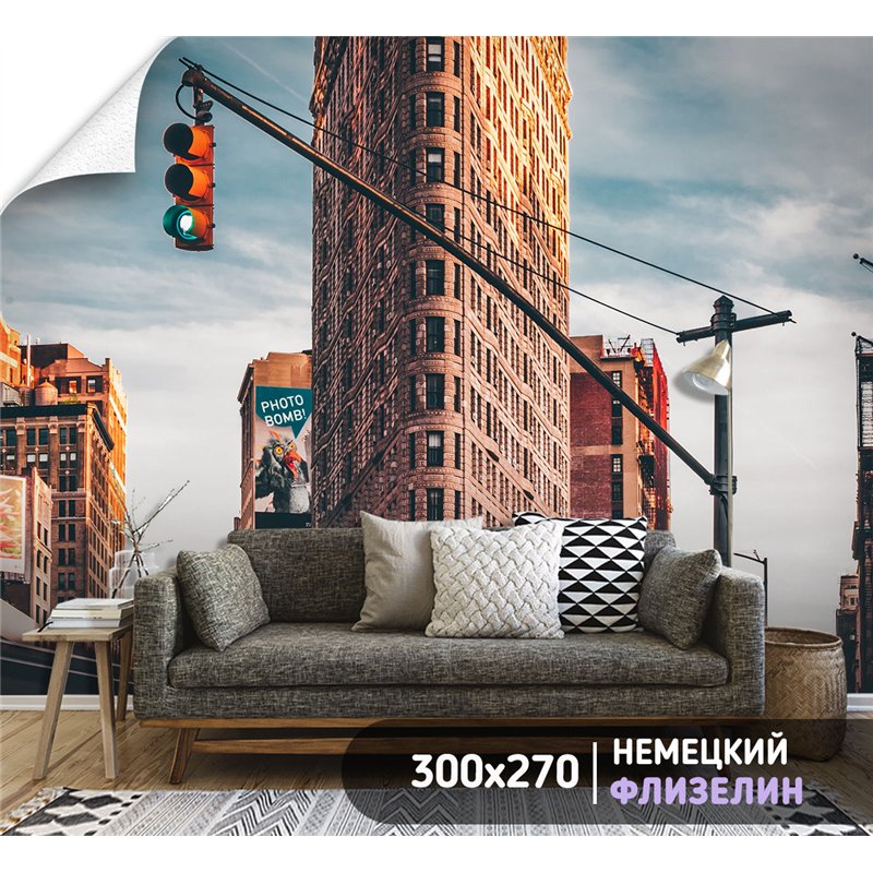 Фотообои на стену Нью йорк панорама 300х270 см для оформления стен в гостиной