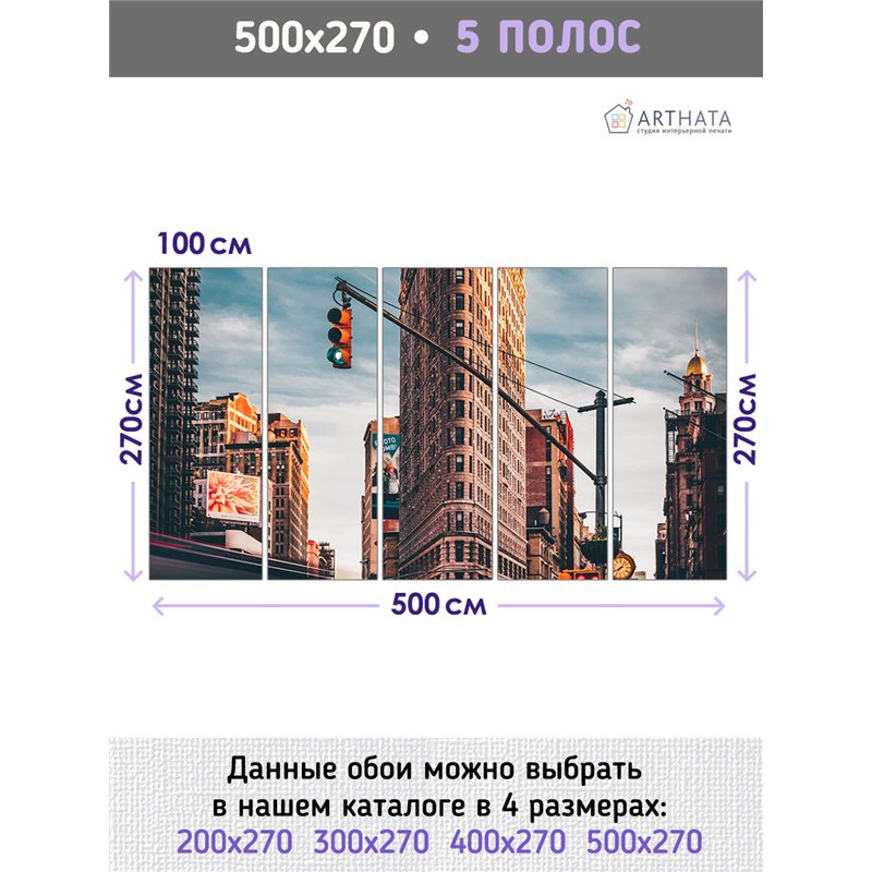 Фотообои на стену Нью йорк панорама 500х270 см для коридора