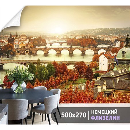Фотообои Прага Чехия осень 500х270 см для коридора