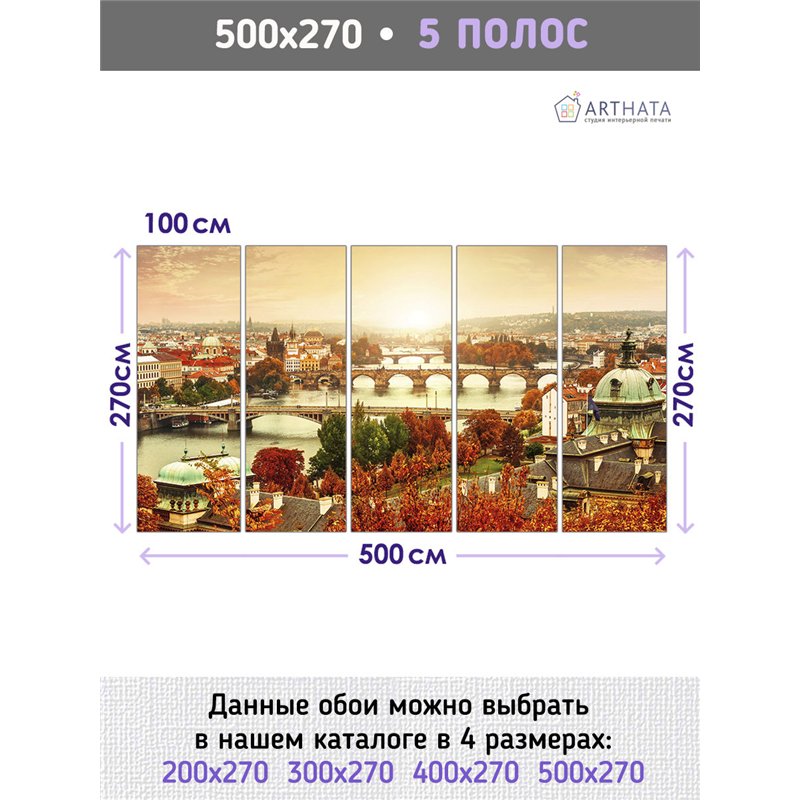 Фотообои Прага Чехия осень 500х270 см для коридора