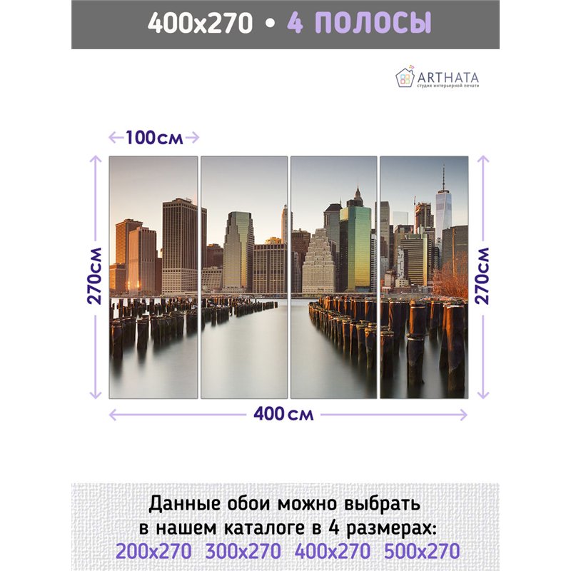 Фотообои Нью йорк панорама 400х270 см для спальни