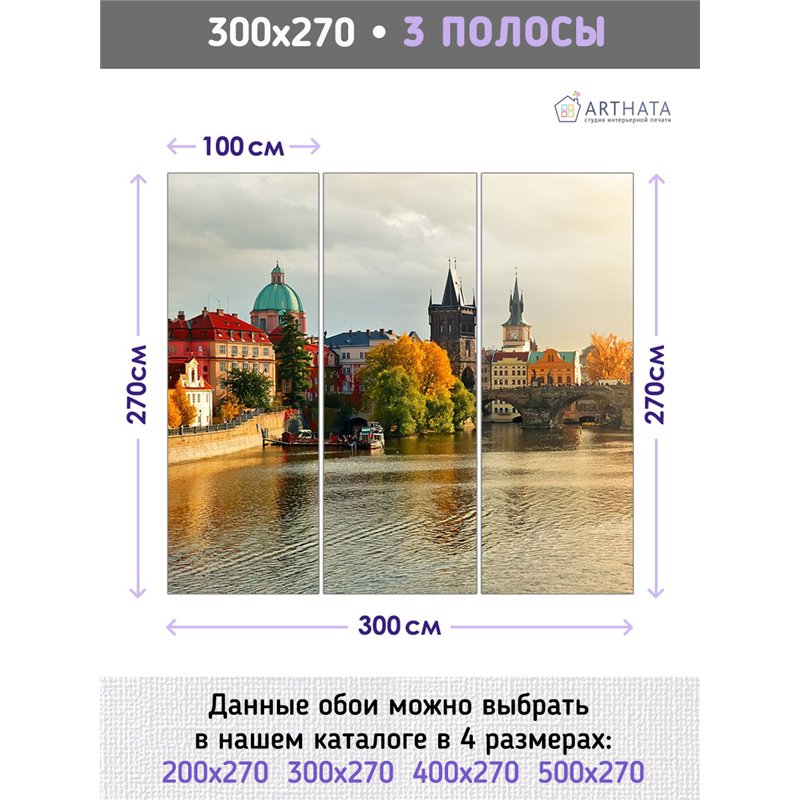 Фотообои для спальни Прага карлов мост 300х270 см интерьерные