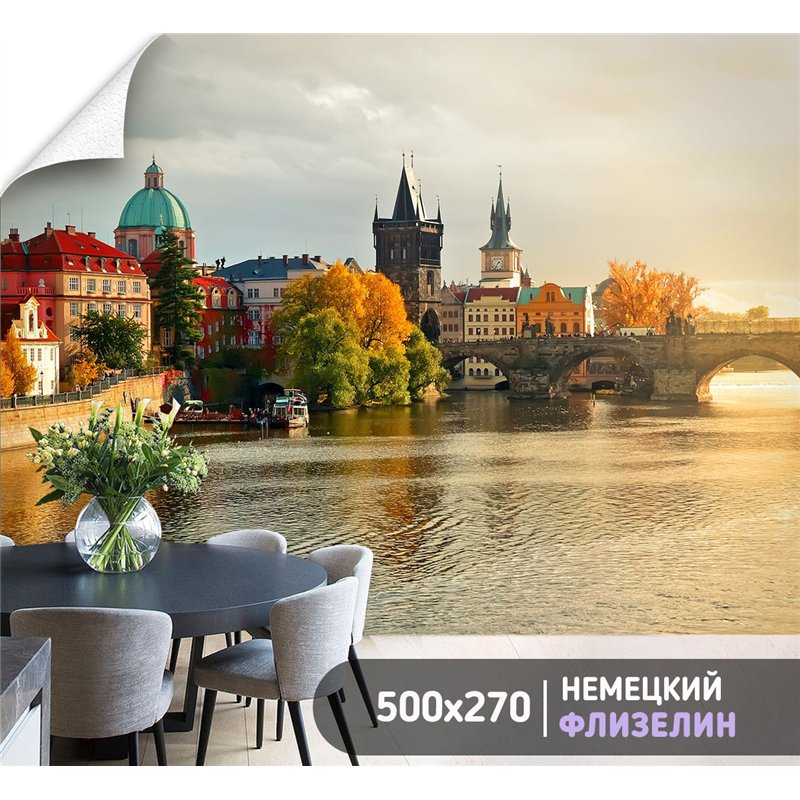 Фотообои для спальни Прага карлов мост 500х270 см интерьерные