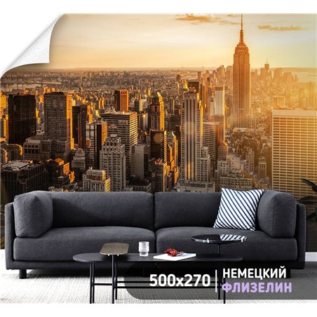 Фотообои для кухни Нью йорк закат 500х270 см интерьерные