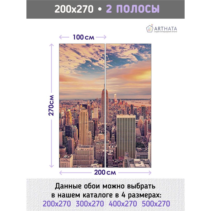 Фотообои Нью йорк вид сверху 200х270 см для декорирования стен в зале