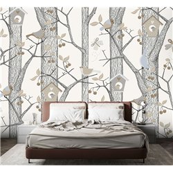 Фотообои для мальчика лес с птицами 400х270 см моющиеся