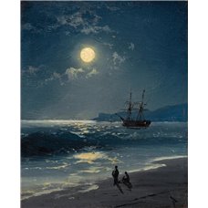 Картина на холсте по фото Модульные картины Печать портретов на холсте Штиль на Черном море, лунная ночь