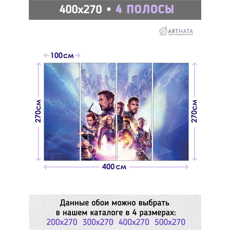 Фотообои девочкам Марвел супергерои 400х270 см моющиеся