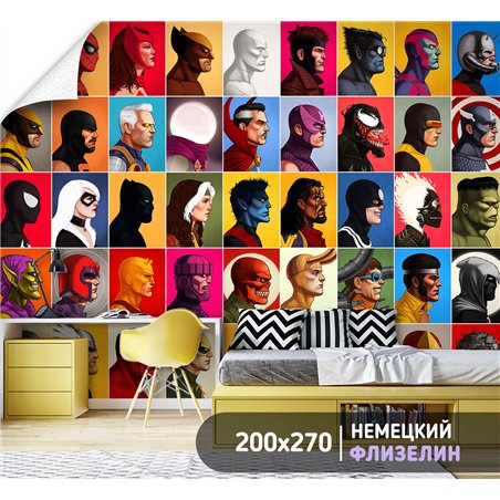 Фотообои для подростка персонажи марвел 200х270 см флизелиновые с виниловым покрытием