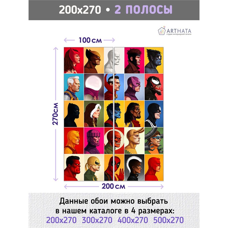 Фотообои для подростка персонажи марвел 200х270 см флизелиновые с виниловым покрытием