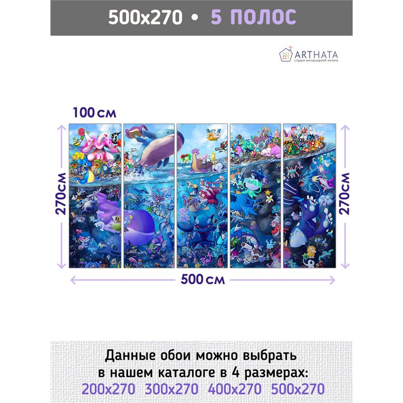 Фотообои детские покемон аниме 500х270 см моющиеся