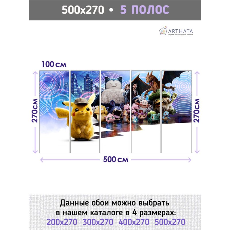 Фотообои мальчикам покемон пикачу 500х270 см моющиеся