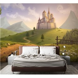 Фотообои в детскую иллюстрация замок 200х270 см для девочек для мальчиков