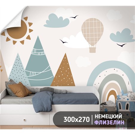 Фотообои в детскую воздушный шар 300х270 см для девочек для мальчиков