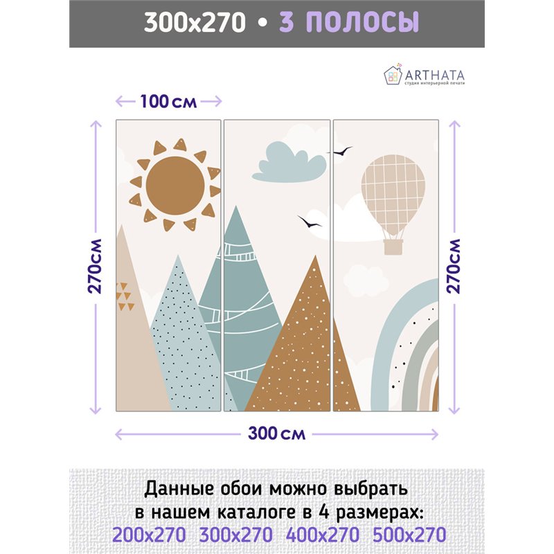 Фотообои в детскую воздушный шар 300х270 см для девочек для мальчиков