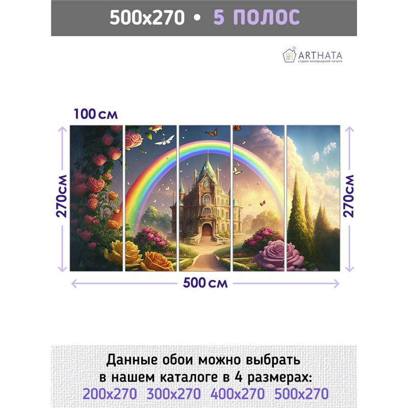 Фотообои девочкам сказочный замок цветы 500х270 см в игровую