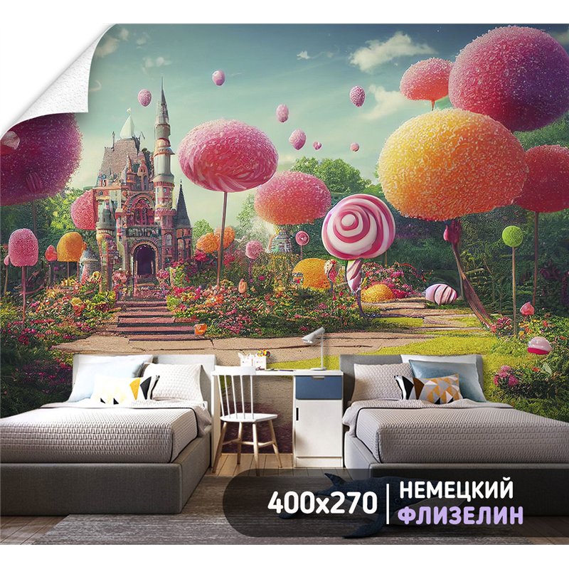 Фотообои для девочки сказочный замок 400х270 см в игровую