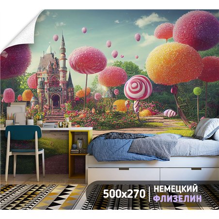 Фотообои для девочки сказочный замок 500х270 см моющиеся