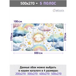 Фотообои в детскую акварель 500х270 см моющиеся
