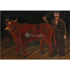 Картина на холсте по фото Модульные картины Печать портретов на холсте Крестьянин с быком