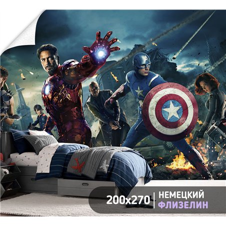Фотообои для детской марвел супергерои 200х270 см для девочек для мальчиков