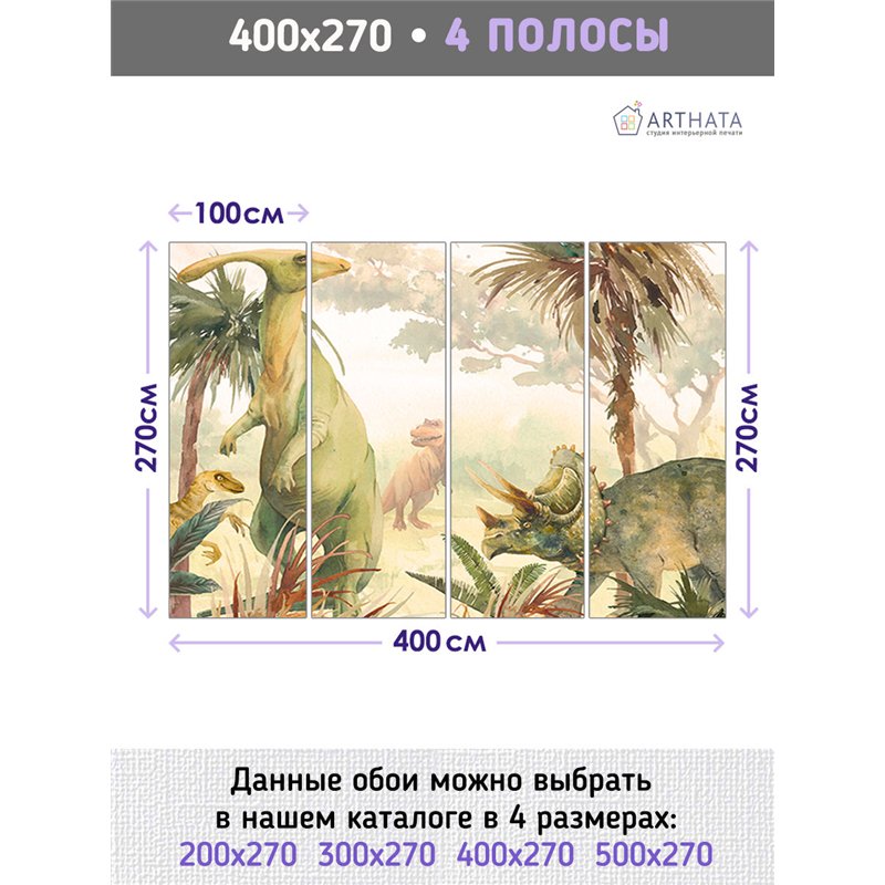 Фотообои для девочки динозавры 400х270 см в детскую