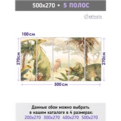 Фотообои для девочки динозавры иллюстрация 500х270 см моющиеся