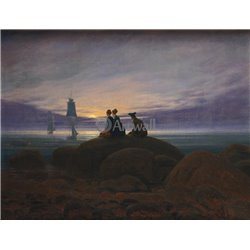 Восход луны на море - Модульная картины, Репродукции, Декоративные панно, Декор стен