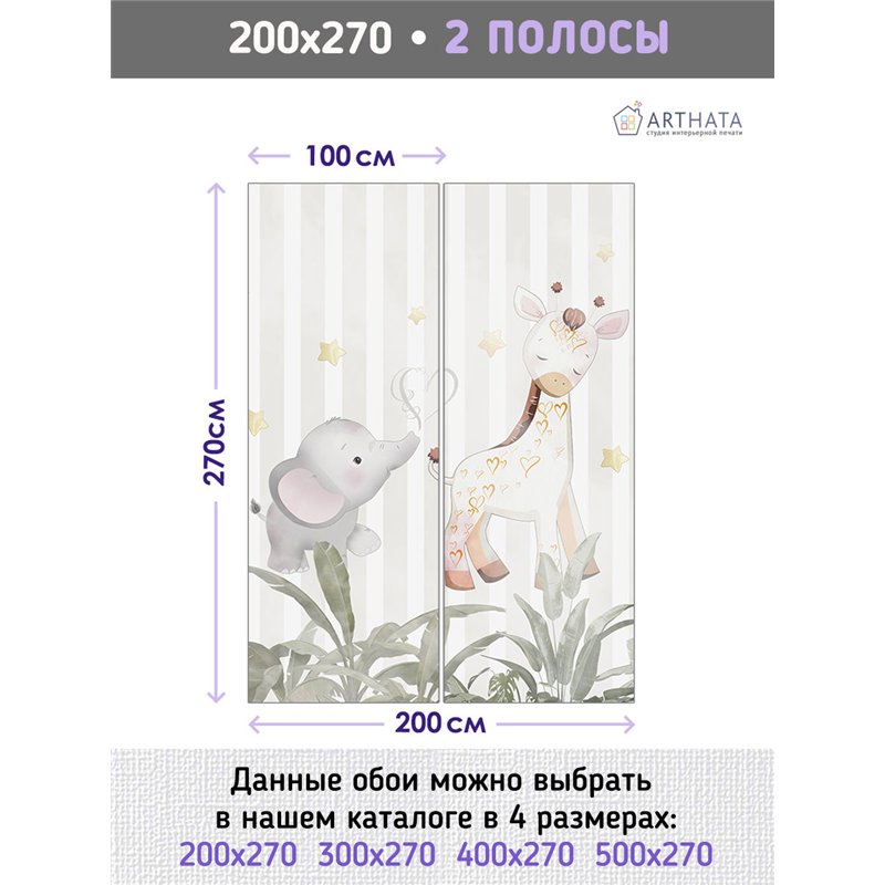 Фотообои для девочки звери 200х270 см в детскую