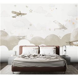 Фотообои детям самолеты и звезды 400х270 см в игровую