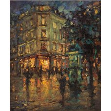 Картина на холсте по фото Модульные картины Печать портретов на холсте Дождливая ночь в Париже