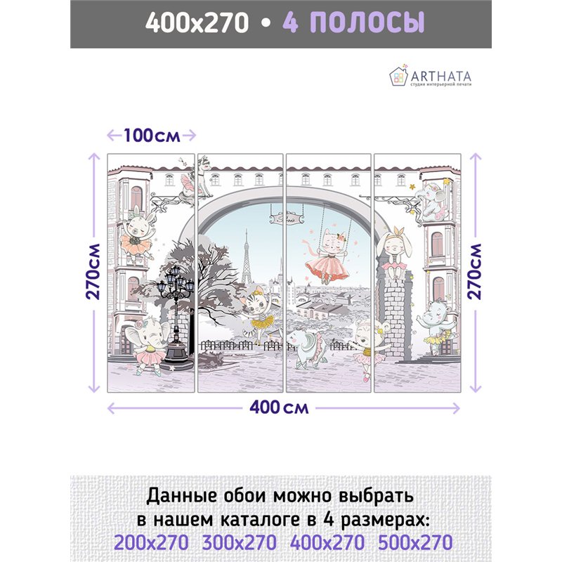 Фотообои девочкам Париж балерина 400х270 см в игровую