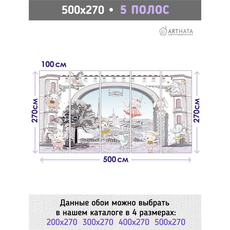 Фотообои для мальчика Париж балерина 500х270 см моющиеся