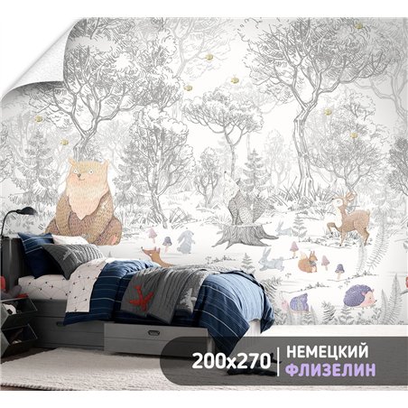 Фотообои для девочки лесные животные 200х270 см в детскую