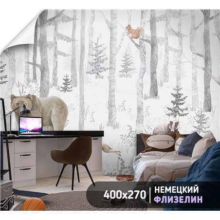Фотообои для детской лесные животные 400х270 см в игровую